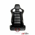Omnisports PU Leather Carbon Fiber Euro Racing Seats - Black with Red Stitching OM3363826